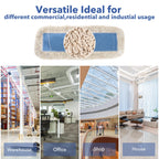 Matthew Cleaning 36'' Industrial Strength Cotton Dust Mop Refill Washable Replacement Heads for Residential & Commercial Use Fit Standard Dust Mop Frames, Hardwood, Concrete Floors Blue&White 6 Pack