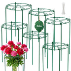 6 Pack 16 x 24 Inch Peony Cages and Supports, 16" D x 24" H Grow Through Plant Support Grid Brace for Outdoor Plants Flower, Metal Peony Stake Peony Ring Hoops Frame Support for Rose Tomato Vegetables