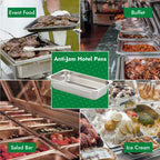 HECMAC 6 Pack Anti-Jam Hotel Pans, 1/3 Size 2 1/2 Inch Deep, Commercial Stainless Steel Chafing Steam Table Pan, Catering Storage Metal Food Pan, 23 Gauge