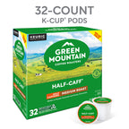 Green Mountain Coffee Roasters Half Caff, Single-Serve Keurig K-Cup Pods, Medium Roast Coffee Pods, 32 Count