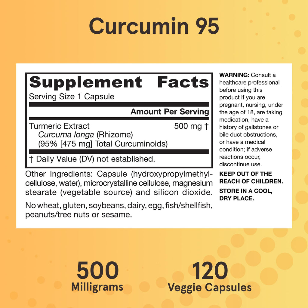 Jarrow Formulas Curcumin 95 500 mg,Turmeric Curcumin Extract for Antioxidant Support, Bone and Joint Support Dietary Supplement,120 Veggie Capsules,Up to 120 Servings, Pack of 12