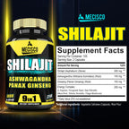 9in1 Shilajit Pure Himalayan Organic with Ashwagandha Root, Panax Ginseng, L-Arginine, Chaga & More - 210 Capsules - Shilajit Supplement for Immunity, Energy Production, Stamina & Comfortable Mood