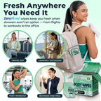 Travel Body Wipes for Women - 20 XL Shower Wipes for Adults Bathing No Rinse - Individually Wrapped 10”x10” Disposable Washcloths - Feminine Hygiene Essentials, Gym, Backpacking, Camping Must Haves