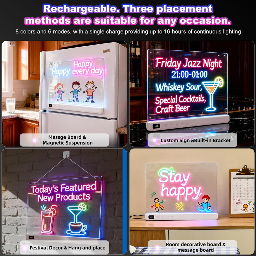 Cosmody Rechargeable LED Drawing Board,Gift for Boys Girls Ages 3+ (White)