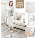 Quick Shine Ultimate Gold Clean + Polish Mop Kit | All-in-One 9 Pc Kit w/Interchangeable Attachments | No Batteries Needed | Pro Cleaning System for All Floor Types | 2-in-1 Mop