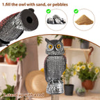 WonderField Fake Owl Decoys to Scare Birds Away-15.8 Inch, Rotating Head Sculptures, Nature Enemy Scarecrow Plastic Owl Statues, Bird Control and Pigeon Deterrent Outdoor for Outside, Patio, Yard