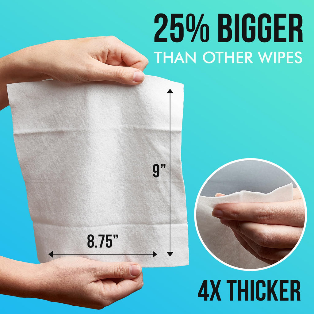 Extra Large Bath Wipes for Adults No Rinse - 120 Disposable Body Cleansing Cloths for Men, Women & Elderly - Great for Gym, Camping, Post Surgery