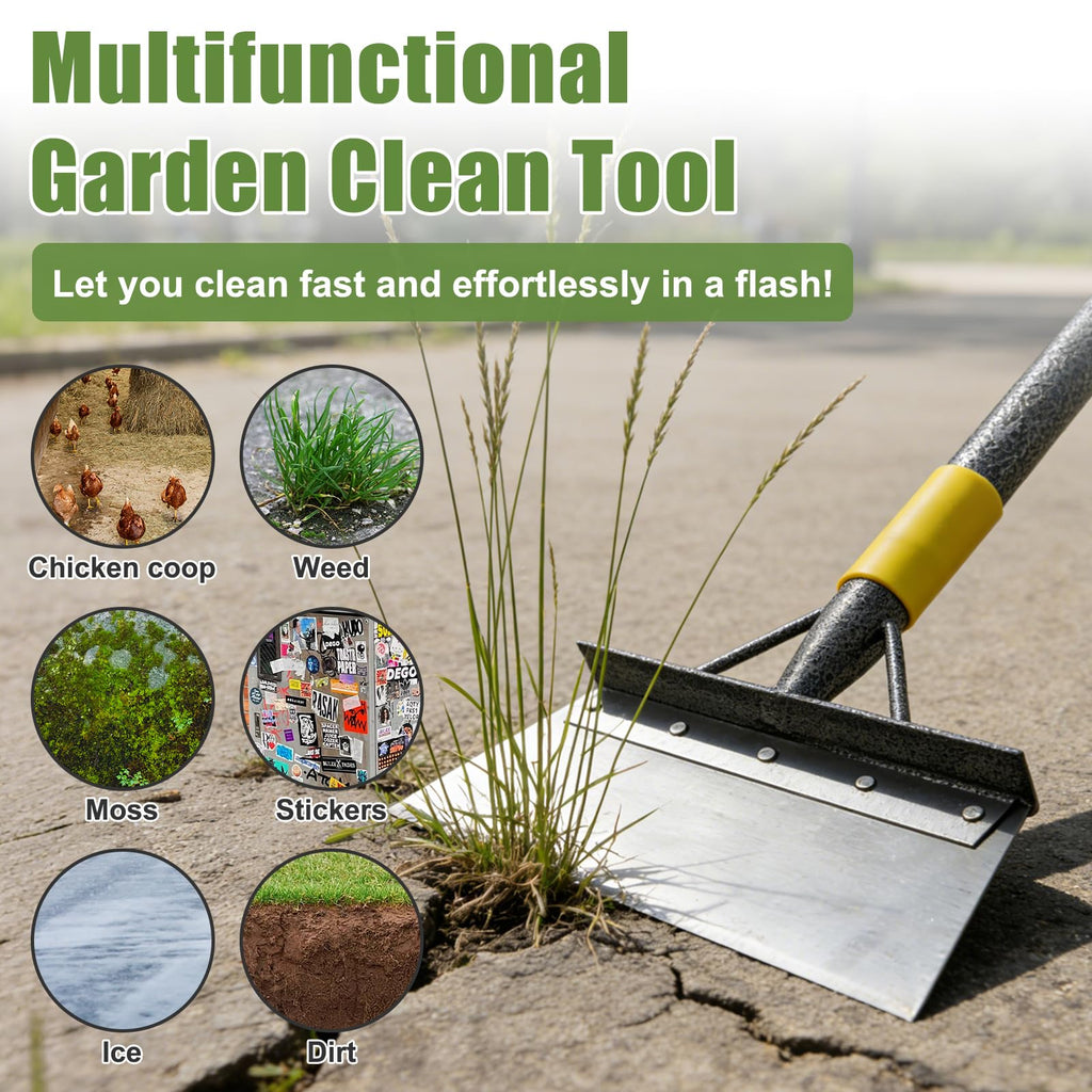 Floor Scraper Long Handle Heavy Duty, 60" Metal Ice Scraper for Driveway, Multifunctional Weed Scraper for Weed Cleaning Edging Trenching & Removing Snow Ice Dirty Moss