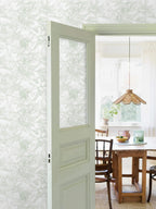 Ismoon Large Floral Peel and Stick Wallpaper Boho White and Green Contact Paper 17.3inx32.7ft Modern Wall Paper Removable Self Adhesive Vinyl Wallpaper for Bedroom Cabinet Bathroom Mural Wall Decor