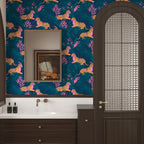 BOKEBEVE Tropical Contact Paper Tiger Wallpaper Peel and Stick Vintage Animal Wall Paper for Bedroom Bathroom Drawer Counter Cabinet Renter Friendly 17.5 x 78.5In