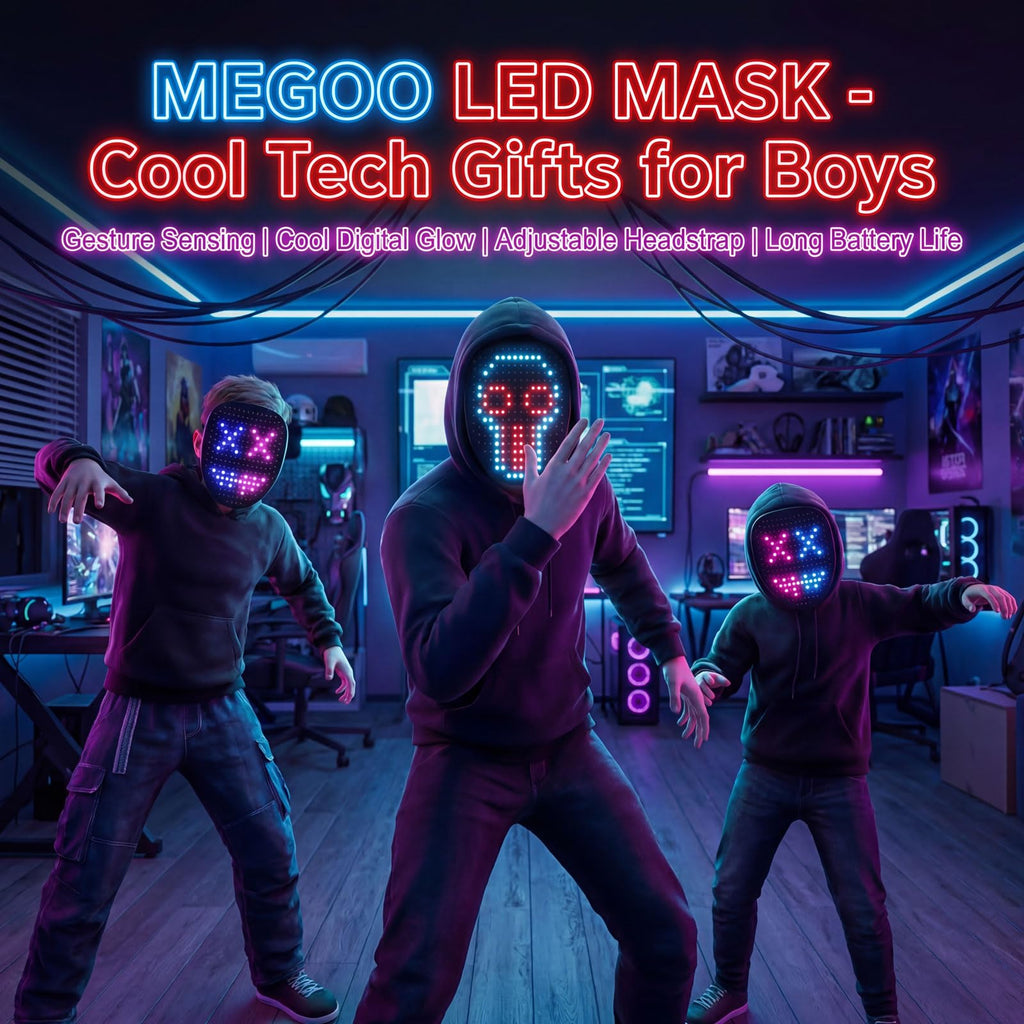 MEGOO Led Light up Mask with Gesture Sensing,Boys Toys Gifts for Kids