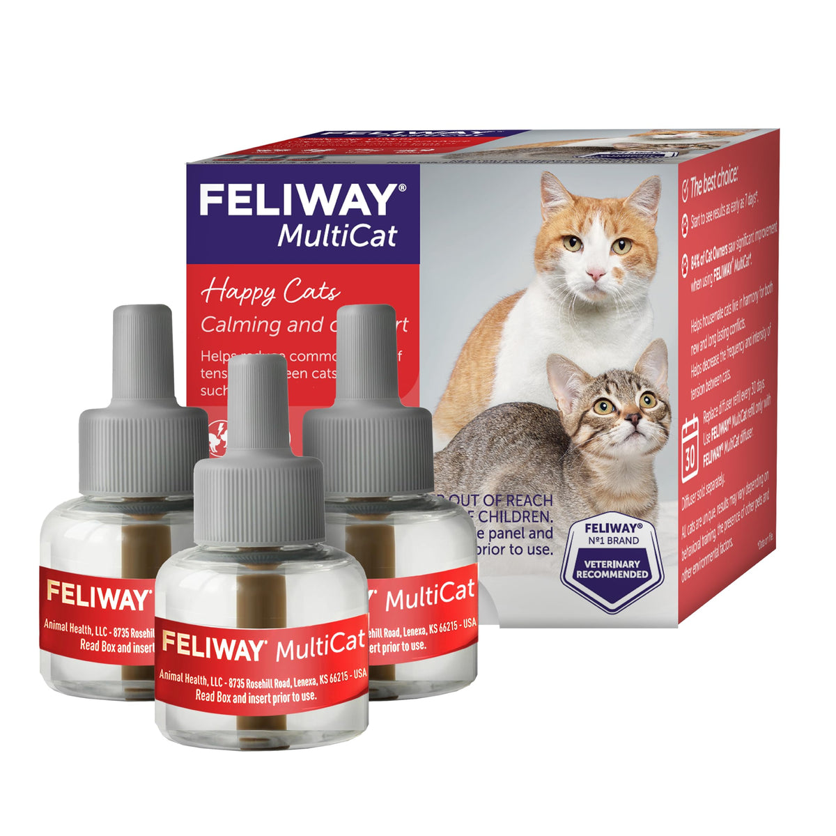 FELIWAY MultiCat Cat Calming Pheromone Diffuser Refill - 3 Pack