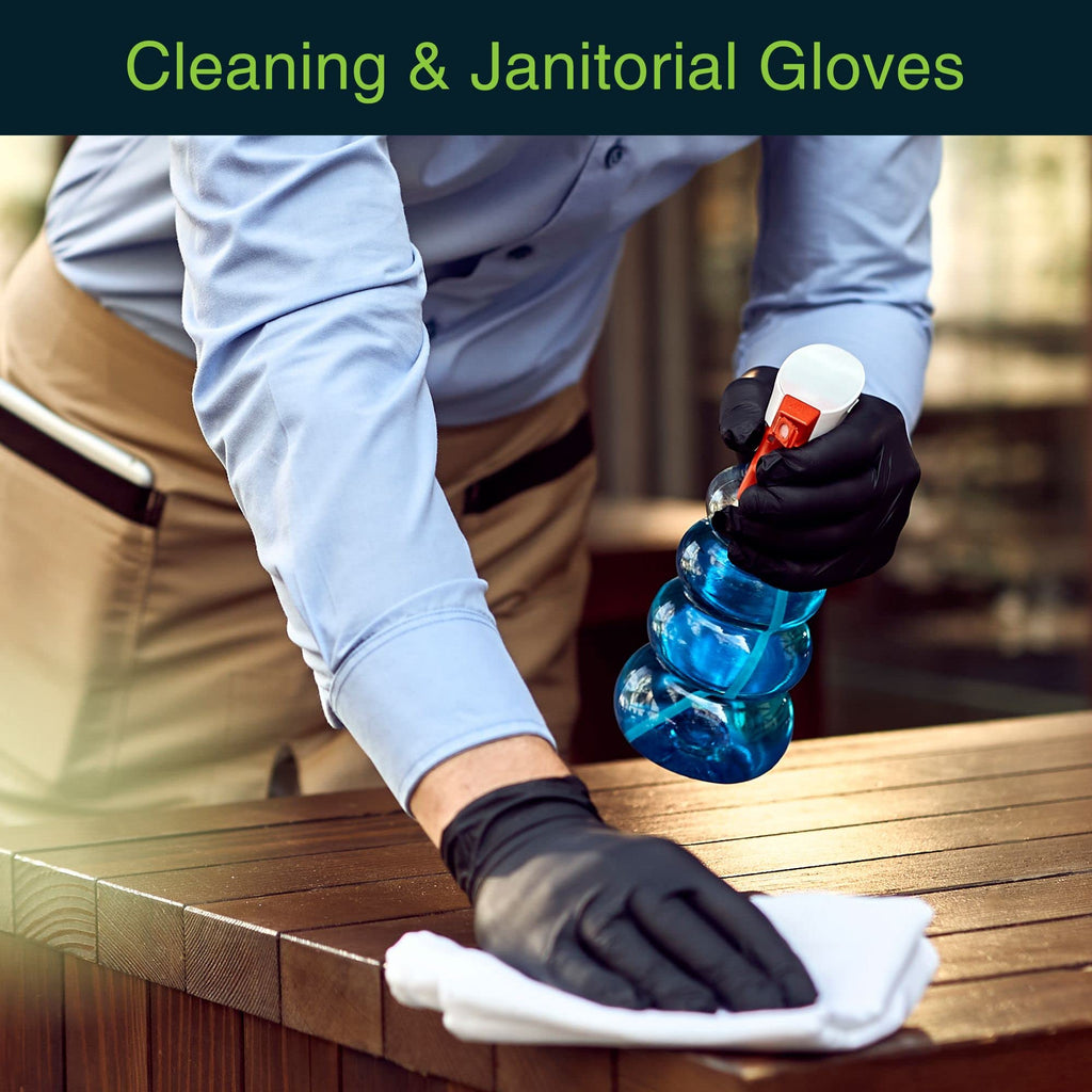 Black Vinyl Disposable Gloves Large 50 Pack - Latex Free, Powder Free Medical Exam Surgical, Home, Cleaning, and Food 3 Mil Thickness