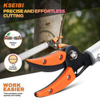 KSEIBI 143010 Long Reach 3.5 ft (1.0m) Cut & Hold Bypass Pruner - Lightweight Aluminum, Rust-Resistant, Ergonomic Grip, 1/4" Max Cut - Ideal for Precision Gardening & Pruning