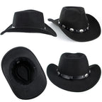 Western Cowboy Hat for Men Women Classic Fedora Cowgirl Hats Buckle Belt
