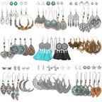 45 Pairs Big Vintage Silver Drop Dangle Earrings Set for Women