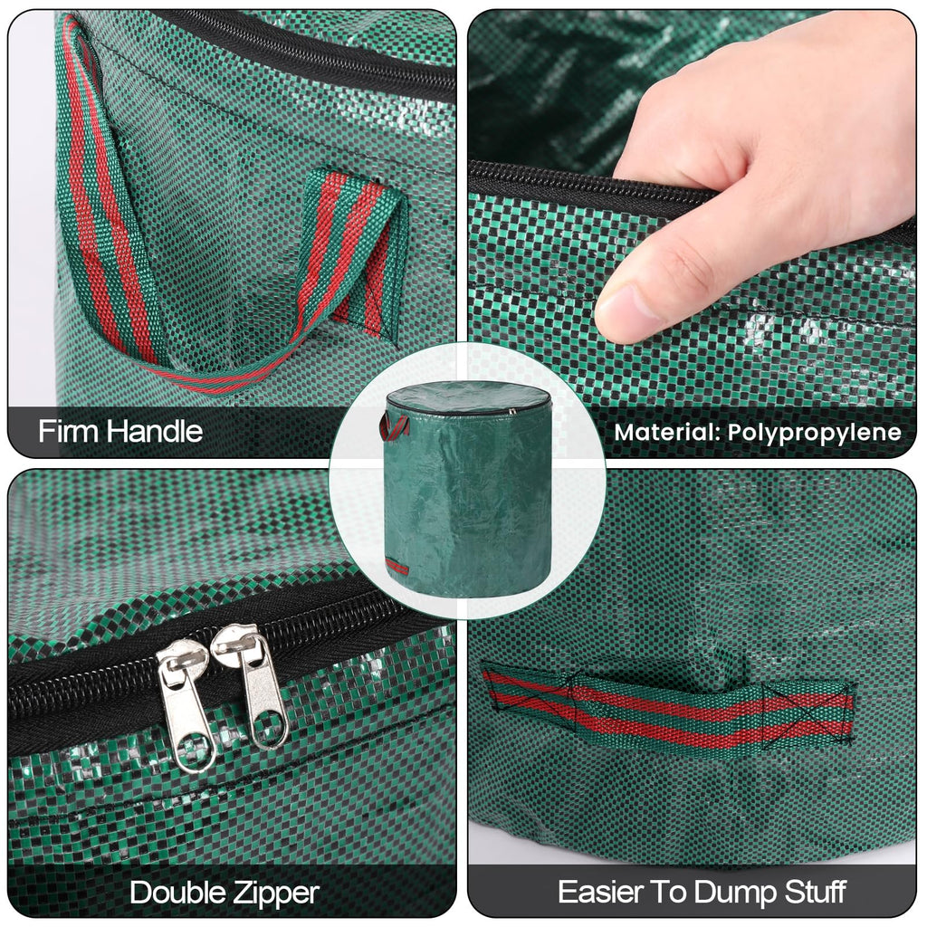 Pilntons 3 Pack 72 Gallons Reusable Yard Waste Bags with Lid