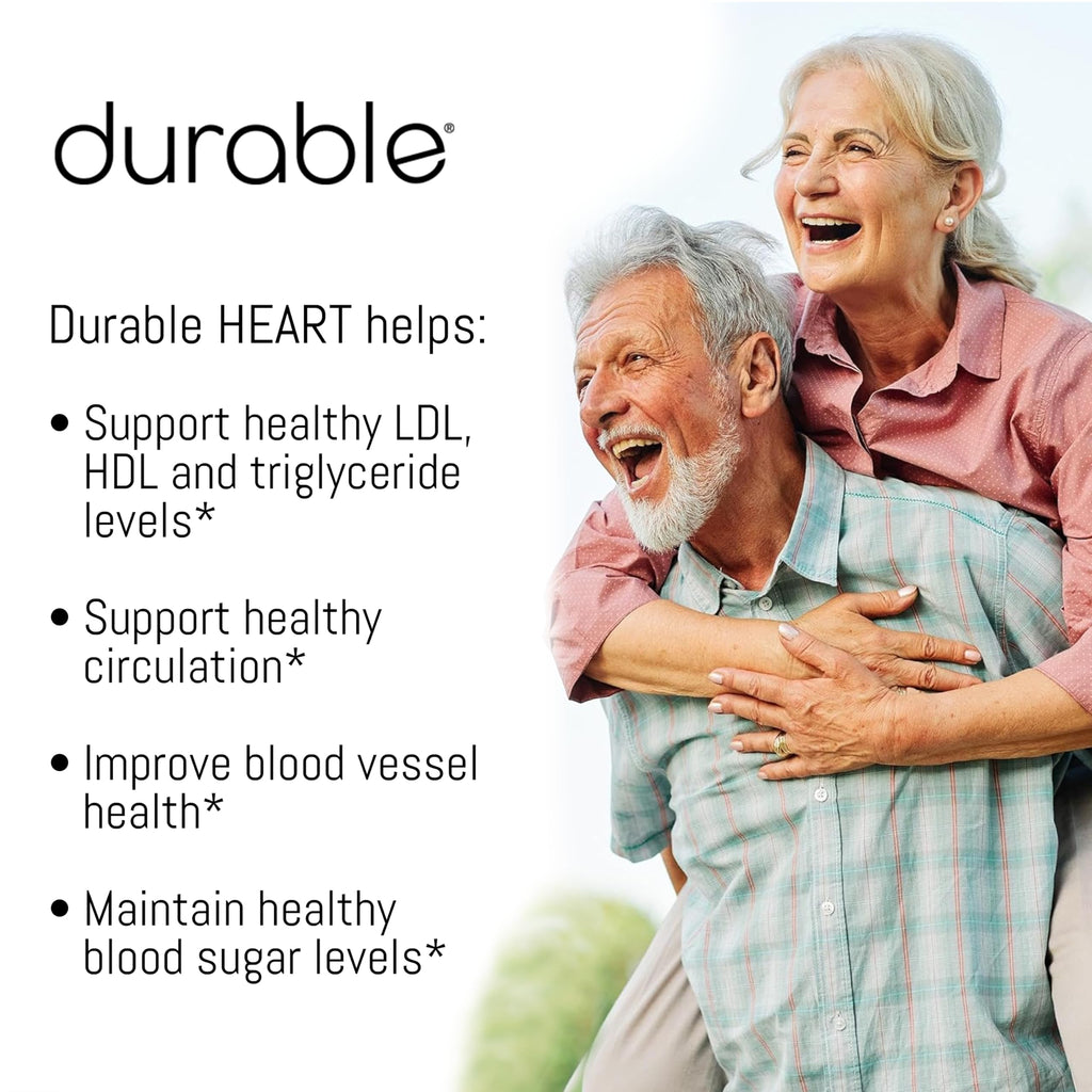 Durable Heart – Bergamonte Citrus Bergamot 1,000 mg + Olive Leaf Extract + Vitamin C - Heart Health Supplement for Healthy Cholesterol - Doctor Formulated, Vegan, Non-GMO, Made in USA (180 Capsules)