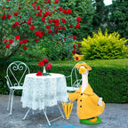 Kuscul Summer Goose Outfits 23 Inch Porch Goose Raincoat Outfit Lawn Goose Rainy Clothes with Umbrella Hat for Geese Statue Summer Spring Garden Patio Yard Outdoor Decor (Yellow)