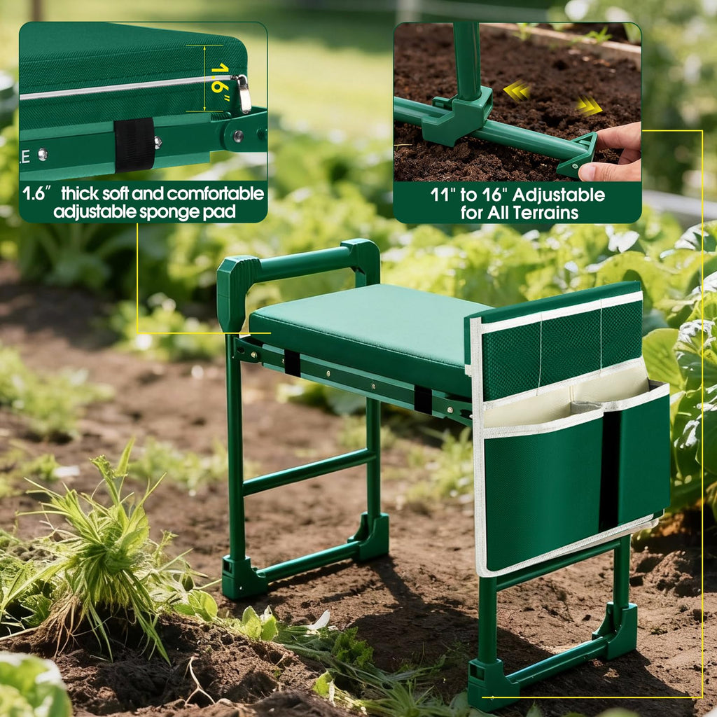Garden Kneeler and Seat Foldable w/ Extendable Legs/Thicken Pad for Seniors