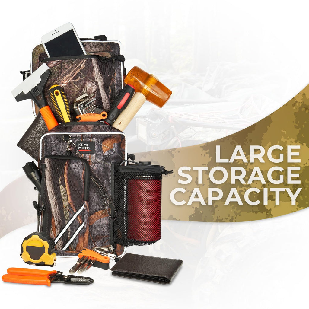 KEMIMOTO ATV Fender Bags, Detachable Gear Bags Water-resistance Saddle Bags with Water Holder Compatible with Sportsman Scrambler TRX FourTrax Outlander 570 Two Camo Storage Bags for ATV, Camo