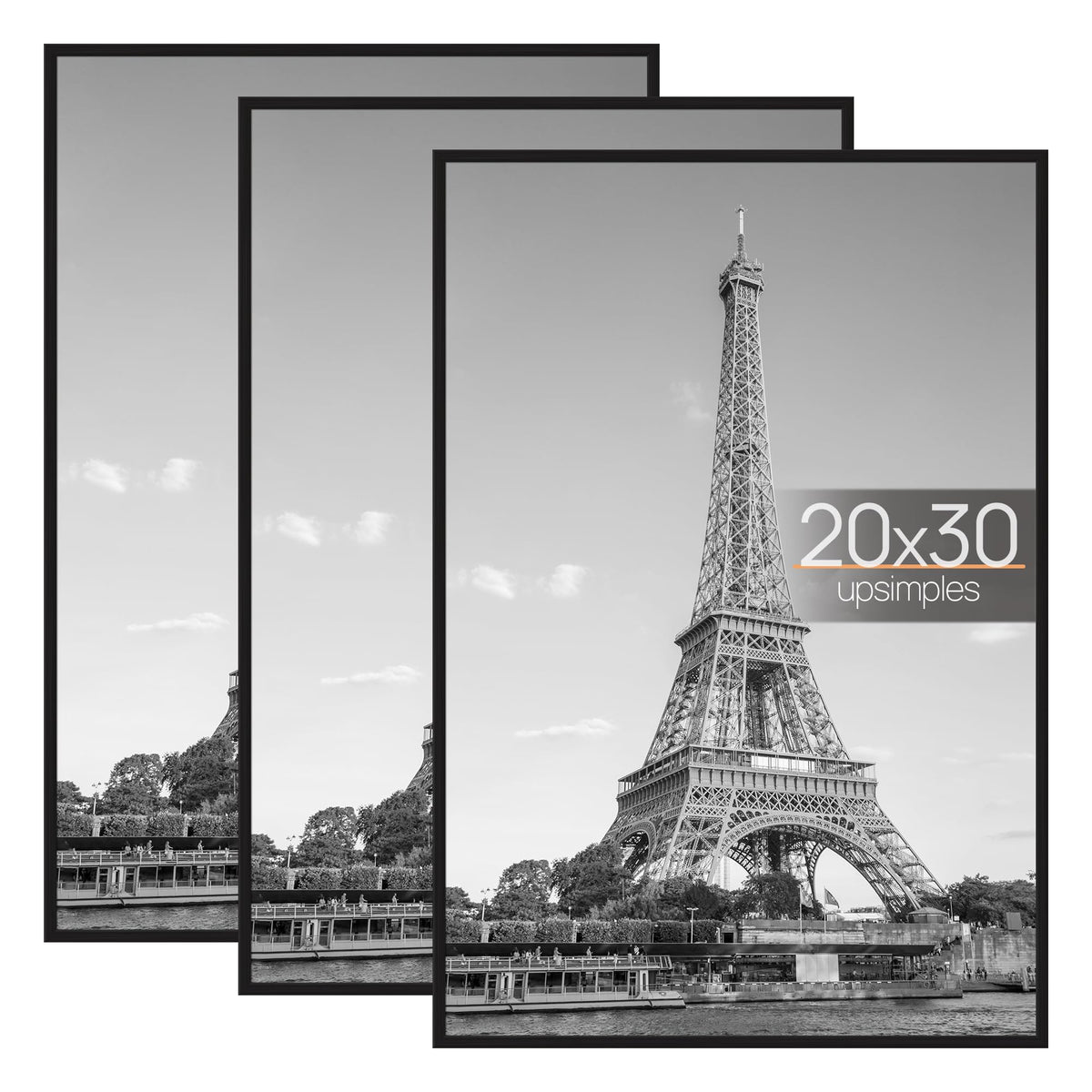 upsimples 20x30 Poster Frame, Easy Slide-In Assembly, Black, 3 Pack