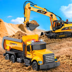 LerBao 2 Pack Large Construction Engineering Truck Toys,Moveable Claw Excavator & Lifting Back Dump Truck Toy for 3 4 5 6 7 8 Years Old Boys Kids Childs Toddlers Birthday Christmas GIFS