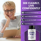 Real Science Glaucomol Miracle - Natural Eye Vitamins & Eye Supplements for Optic Nerve & Ocular Circulation Support – with Vitamins C, D & B12 for Vision Clarity & Eye Comfort – Made in USA, 60 Caps