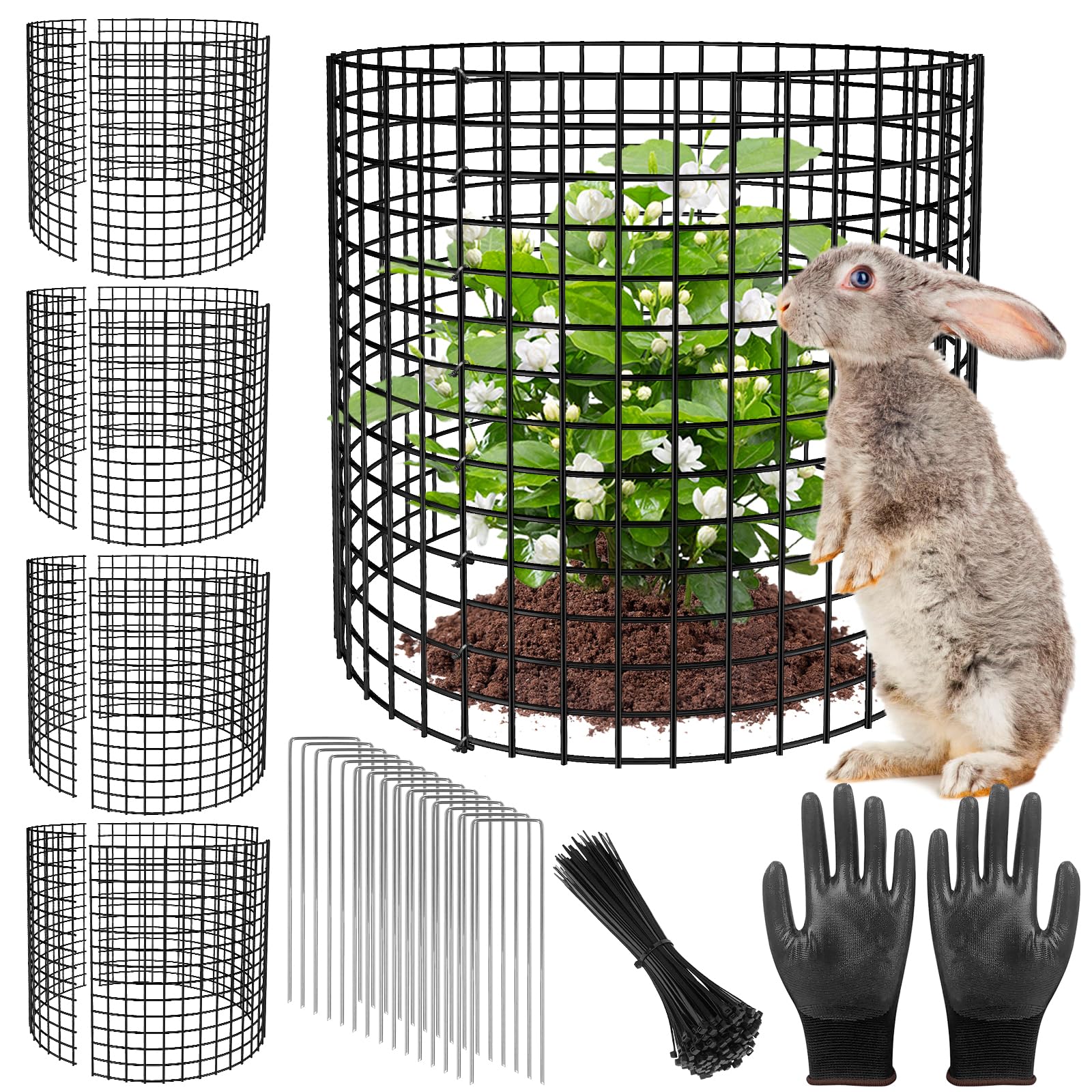 5 Pack Plant Protectors from Animals, 13x12" Plant Cages for Outdoor Plants