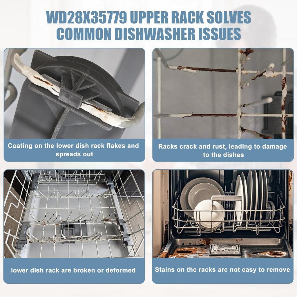 FrameFirm WD28X35779 WD28X30219 Dishwasher Upper Rack Compatible with GE Dishwashers - Replaces WD28X25018,WD28X26104,WD28X10347,WD28X25189,WD28X26098,WD28X10352,WD28X22676,WD28X10348,WD28X22626