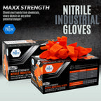 MED PRIDE Maxx Strength Nitrile Industrial 8 Mil Thick 1000 Gloves/Medium - Diamond Texture Disposable Safety- Heavy-Duty, Tear-Resistant Mechanic Automotive Food Handling Gloves- Orange