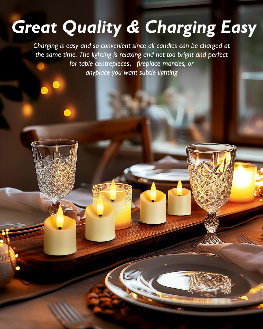 Homemory 6 PCS Rechargeable LED Flameless Votive Tea Lights