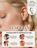 GEMQUEEN 3 Pairs Moissanite Half Hoop Earrings 925 Sterling Silver