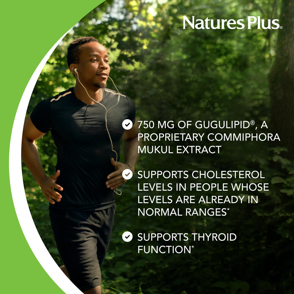 NaturesPlus Herbal Actives Gugulipid - 750 mg, 2.5% Guggulsterones - 60 Vegan Capsules - Ayurvedic Botanical Supplement - Maximum Potency - Vegetarian, Gluten-Free - 60 Servings