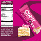 Quest Nutrition Crispy Birthday Cake Protein Bar, 17g Protein, 1g Sugar, 2g Net Carbs, Gluten Free Protein Snack, Keto Friendly, 4 Count