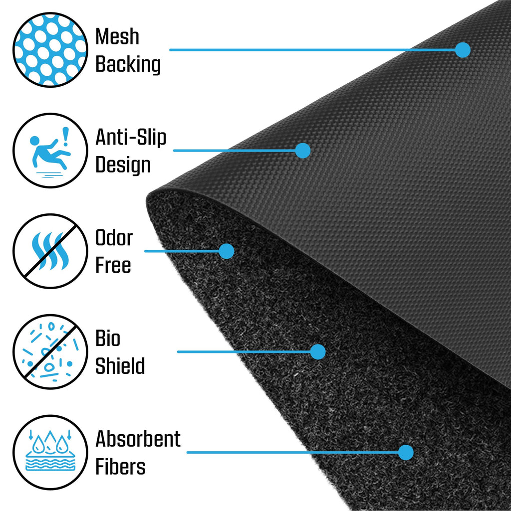 Urinal Mats (12 Pack) - High Absorbent Mats for Men's Restrooms - Mat Man. Large, Black, 12 PCS