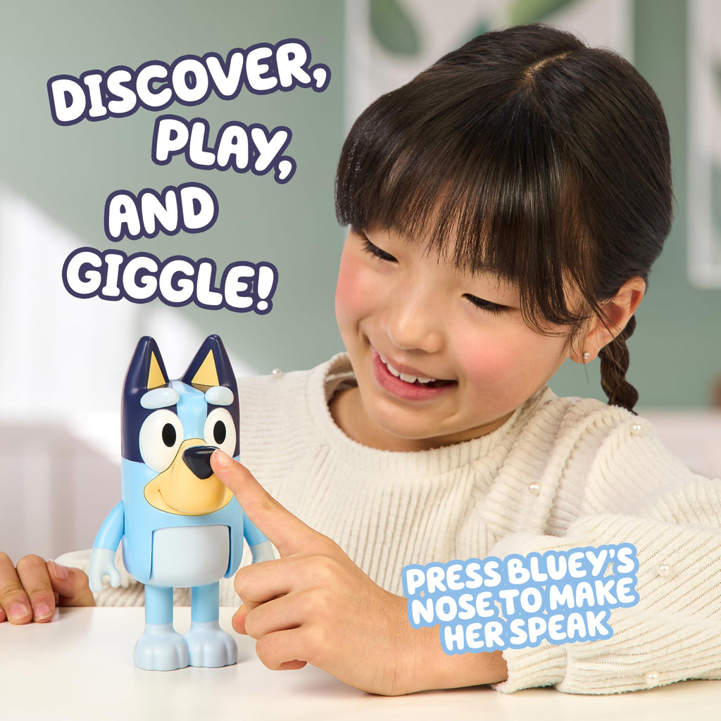 Bluey Talking Toy Chat Mates Playset, Articulated, Talking Kids Toy with 10 Iconic Phrases, Interactive Play Toys Figures Set for Kids, Ages 3+