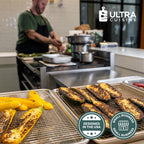 Ultra Cuisine Oven-Safe, Dishwasher-Safe 100% Stainless Steel Cooling & Baking Rack Set - Tight-Wire Bake for Oven Cooking - Heavy Duty - 8.5x12 - Set of 2 - Small Quarter Sheet Pan Cooling Racks