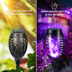Toodour Solar Torch Flame Lights, 12 Pack Solar Lights Outdoor with Flickering Flame, Waterproof Patio Light Landscape Decoration Lighting for Garden, Lawn, Yard, Outdoor Decorations - Purple