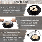 Chicken Shredder Tool Twist Large Meat Shredder with Brush&Fork, Black