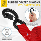 AUGO Heavy Duty Ratchet Straps & Soft Loops – Pack of 4 Extra Strong 1.5” by 15’ Ratchet Straps w/S-Hook Safety Latches & 4 Soft Loop Tie Downs – 4400Lb Break Strength for Motorcycles, ATVs, Etc.