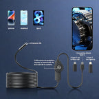 Endoscope Camera with Light, 1920P HD Borescope Camera with 8 Adjustable LED, 16.4FT Semi-Rigid Snake, IP67 Waterproof 8mm Inspection for iOS and Android (Single-Lens)
