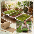 1Roll10" X 236"Microgreen Grow Mats,Natural Fiber Grow Mats,Hydroponic Growing Pads With Scissors and Tape Measure for Wheatgrass,Bean Sprouts,and Hydroponic Seed Growing Compatible with Growing Trays