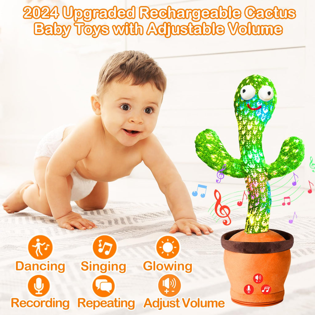 Dancing Talking Cactus Toy, Rechargeable Baby Gifts, Singing Voice Repeat