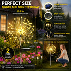 SUDDUS Solar Garden Lights Outdoor 2-Pack 150LED Firework Lights Warm White