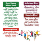 Kids Greens and Reds Superfood Powder - Best Tasting Organic Vegan Super Food Juice with 25+ Fruits and Vegetables - Gluten Free Real Food Vitamins - Green and Red Superfoods Supplement for Children