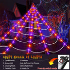Halloween Giant Spider Web Lights Decorations Outdoor, 16.4Ft 200 LED Lighted Spider Web Light up with 8 Modes for Yard House Decor