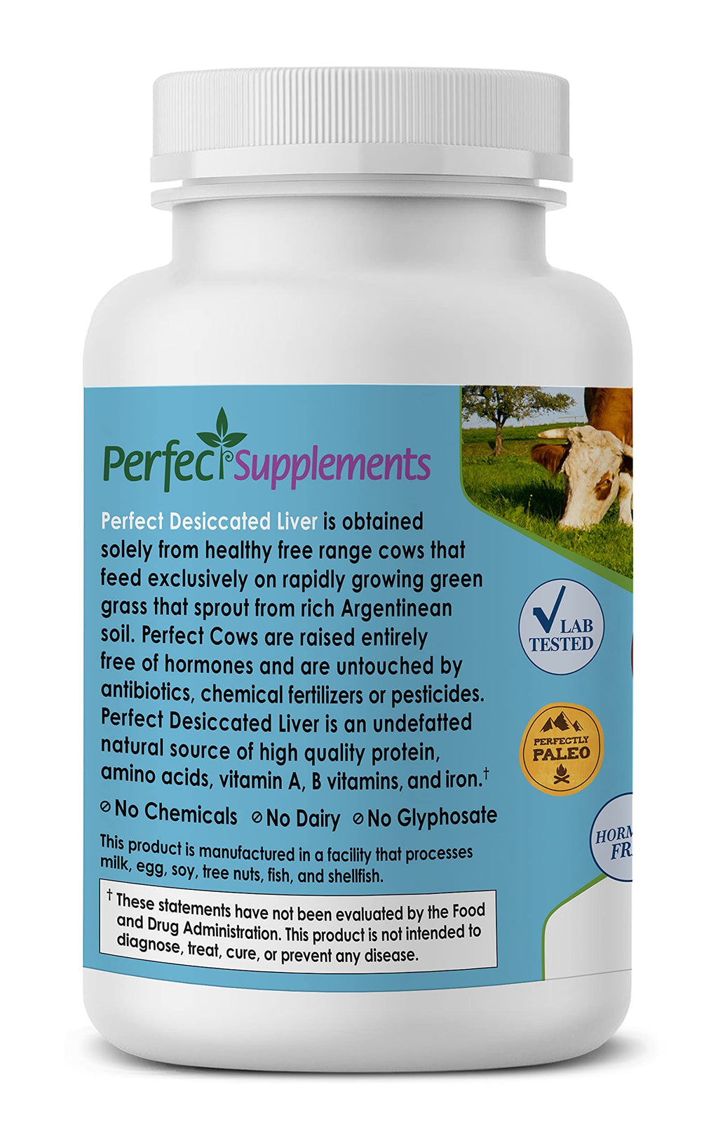 Perfect Supplements – Perfect Desiccated Liver – 120 Capsules – Undefatted Beef Liver – Natural Source of Protein, Iron, Vitamins A & B – 5 Pack