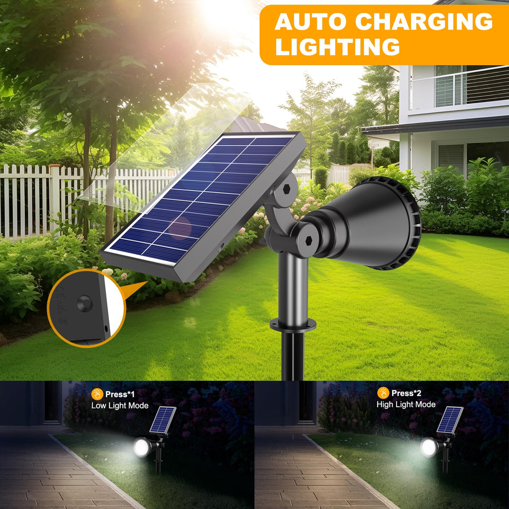 APOMAO Solar Lights Outdoor Waterproof, 36 LEDs 1000LM Adjustable Solar Spot Lights Outdoor, 2-in-1 Solar Powered Spotlight Landscape Lighting for Garden, Yard, Pathway- 2 Pack (Cool White)