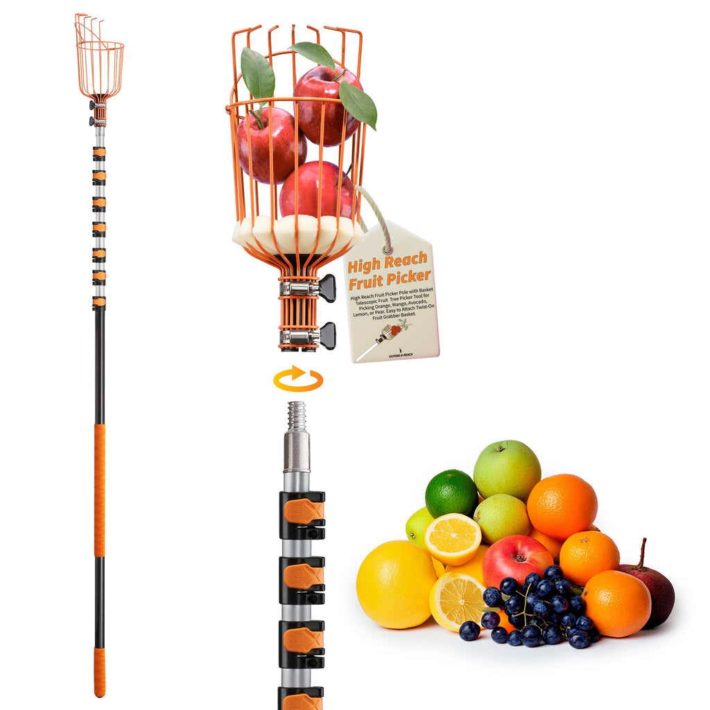 EXTEND-A-REACH 5-30 ft Telescoping Fruit Picker Pole with Basket
